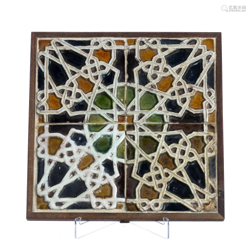 Panel of four Hispano moresque tiles, B…