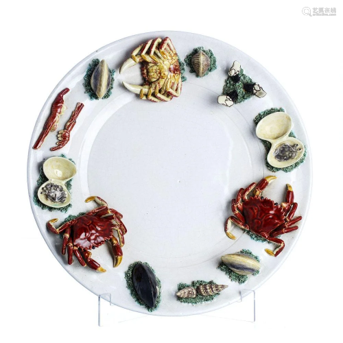 Large plate 'seafood' in faience from Bordalo Pi…