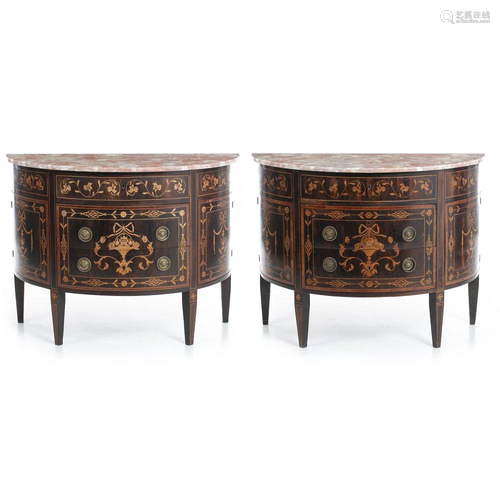 Pair of commode half-moon D.Maria