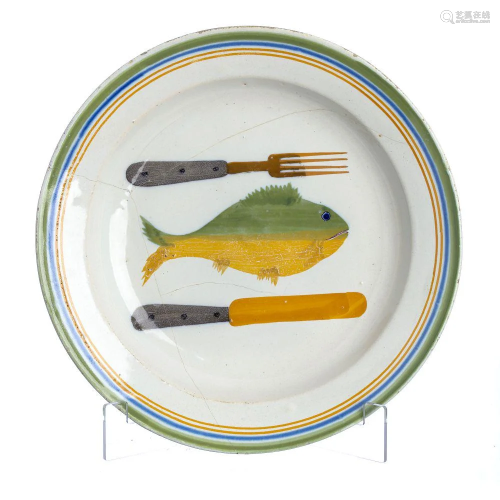 Faience cutlery and fish plate
