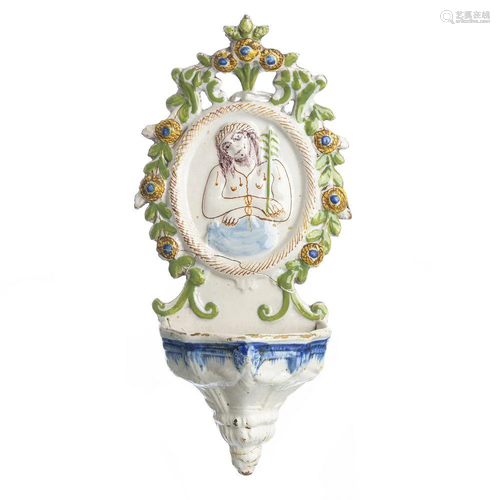 Faience holy water sink