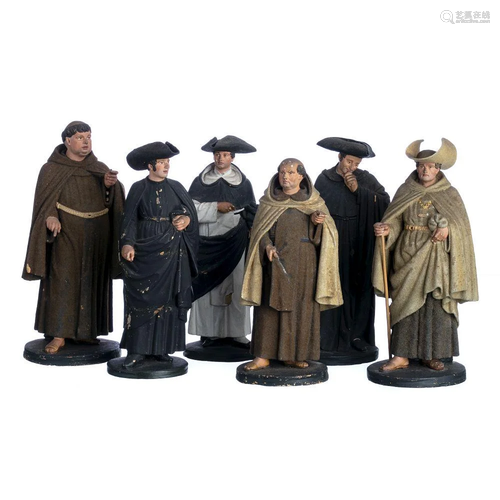 Set of six Neapolitan clay figures