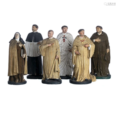 Set of six Neapolitan clay figures