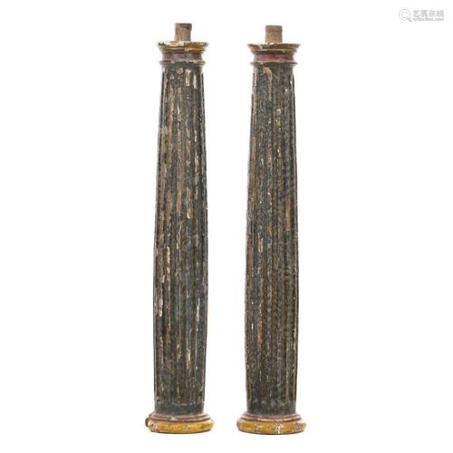 Pair of small carved columns