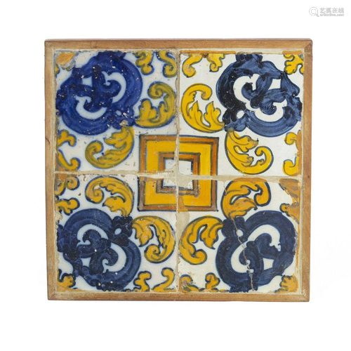 Four tiles, 17th century