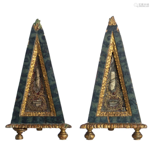 Pair of obelisk reliquaries