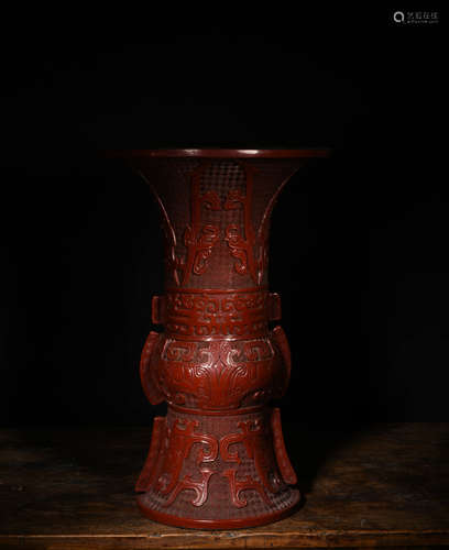 A Chinese Carved Lacquerware Flower Pot