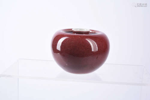 A Chinese Red Glazed Porcelain Apple Zun