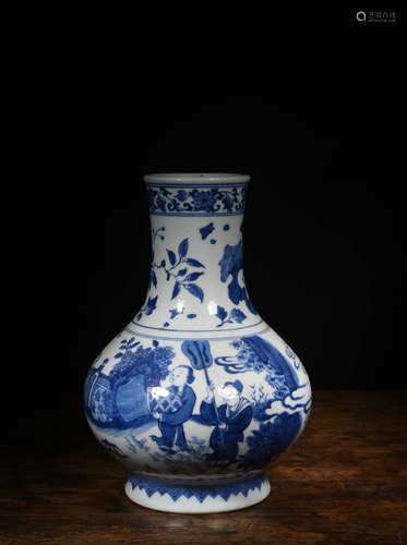 A Chinese Blue and White Figure Painted Porcelain Vase