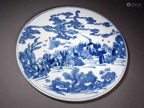 A Chinese Blue and White Arhat Painted Porcelain Painting