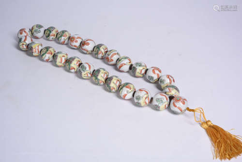 A Chinese A Chinese Famille Rose Beads Porcelain String