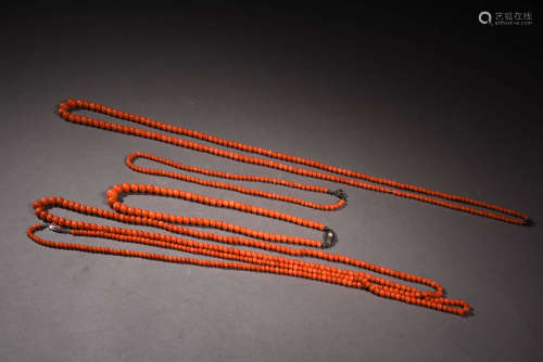 4pcs Chinese Red Coral Necklaces