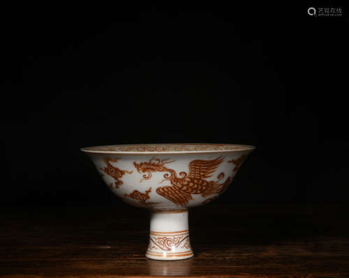 A Chinese Bronze phoenix Pattern Porcelain Standing Cup