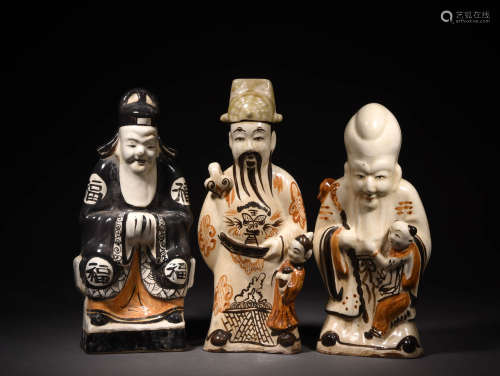A Chinese Cizhou Kiln Porcelain Figures Statue