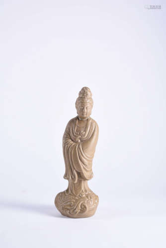 A Chinese Yue Kiln Celadon Figure Statue