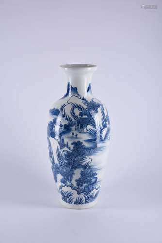 A Chinese Blue and White Landscape Porcelain Vase