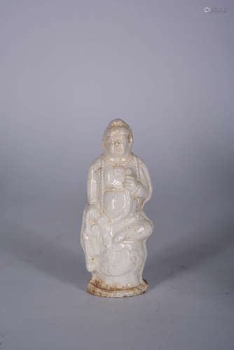 A Chinese White Glazed Warrior Statue