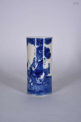 A Chinese Blue and White Floral Porcelain Tube