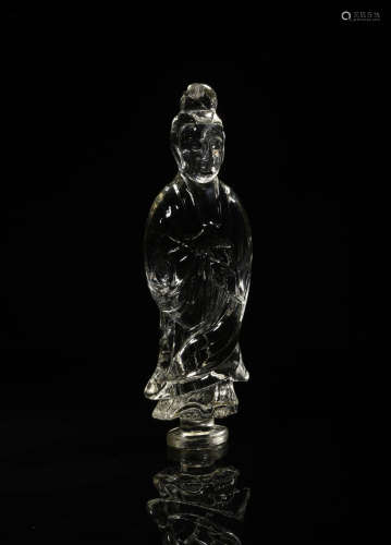 A Chinese Crystal Guanyin Statue