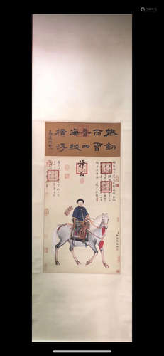 A Chinese Emperor Hunting Painting, Lang Shining Mark