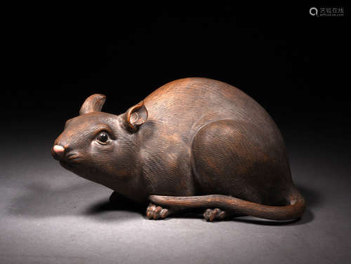 A Chinese Purple Sand Mouse Ornament