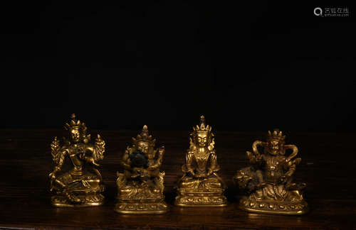 A Set of Chinese Gild Bronze Buddha Statues, 4pcs