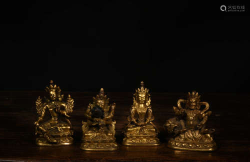 A Set of Chinese Gild Bronze Buddha Statues, 4pcs