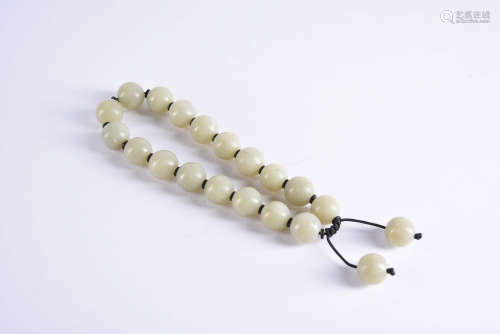 A Chinese 18pcs Jade Beads Hand String