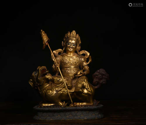 A Chinese Gild Bronze Statue of Dhammapala