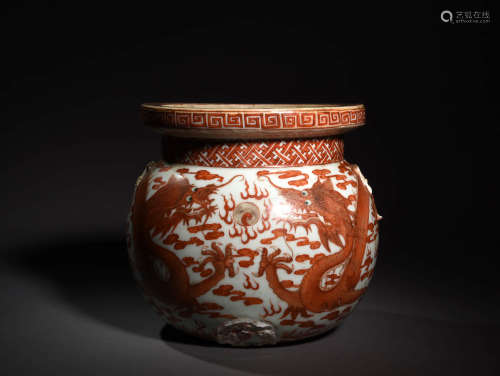 A Chinese Iron Gild Dragon Pattern Porcelain Incense Burner