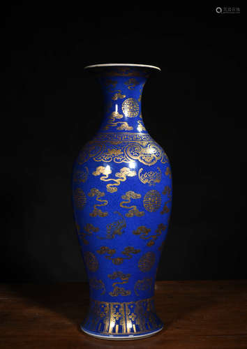 A Chinese Blue Gild Floral Porcelain Vase