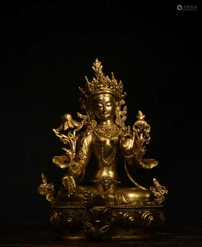 A Chinese Gild Bronze Statue of Palden Lhamo