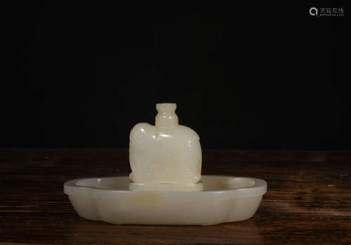 A Chinese White Jade Incense inserted