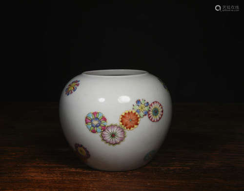 A Chinese Famille Rose Floral Porcelain Jar