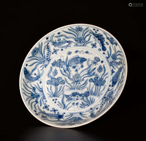 A Chinese Sea Grass Pattern Porcelain Plate