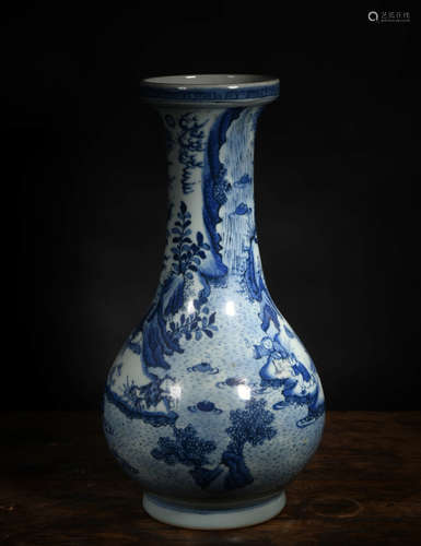 A Chinese Blue and White Figure Painted Porcelain Vase