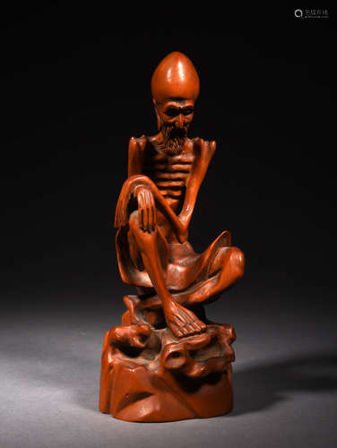 A Chinese Carved Boxwood Arhat Statue