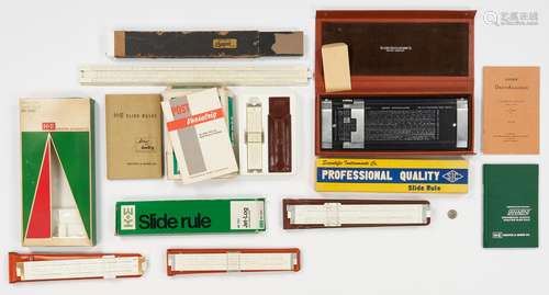 5 Linear Slide Rules, incl. K&E, 7 items