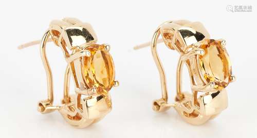 Ladies 14K Gold and Imperial Topaz Earrings