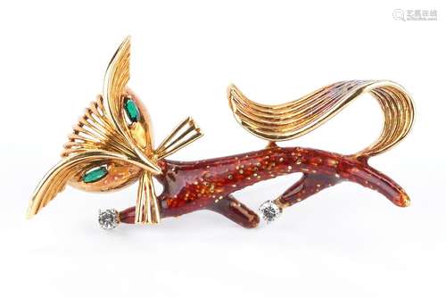 Ladies 18K Gold Walking Cat Pin