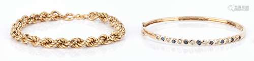 2 Ladies Gold Bracelets, 10K & 18K