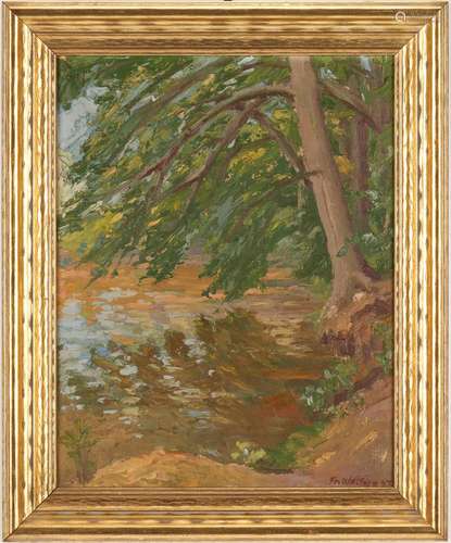 Attr. Friedrich Walter, O/B Landscape with Tree and River