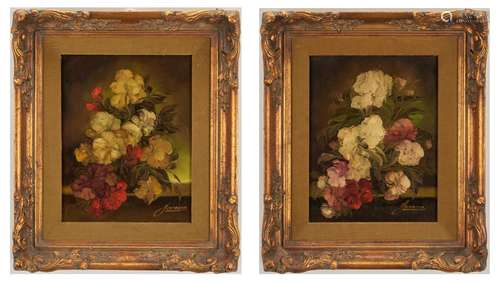 2 O/B Floral Still Life Paintings, H. Garossa