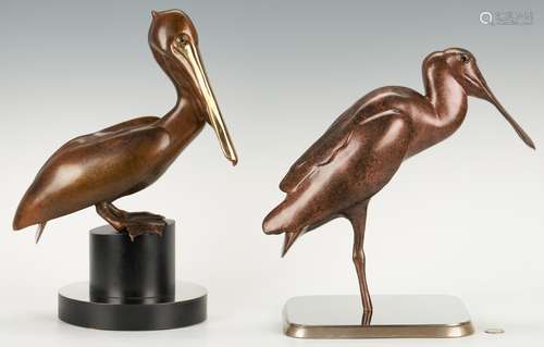 Kim Donaldson Bronze Pelican and Spoonbill Sculptures