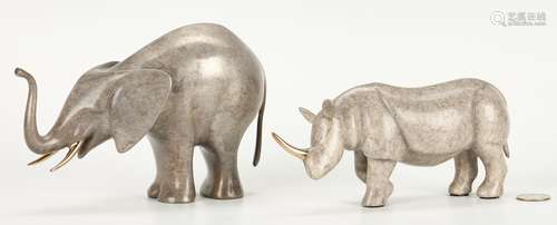 Loet Vanderveen Elephant and Rhino Figurines