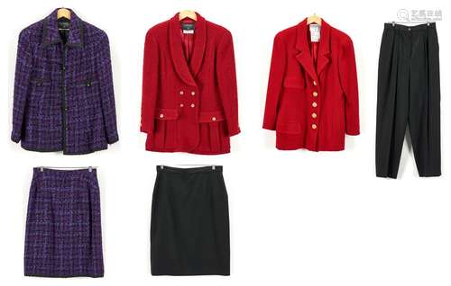 6 Chanel Designer Wool Clothing Items, incl. Suit