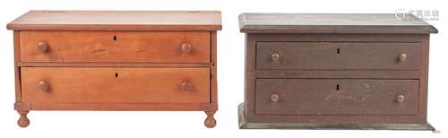 2 Southern Cherry and Walnut Two-Drawer Storage Cabinets