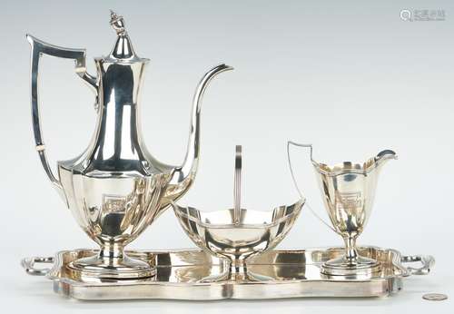 Sterling Bachelor's Tea Set with s/p tray