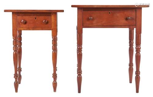 2 Tennessee One-Drawer Stands, Turned Legs