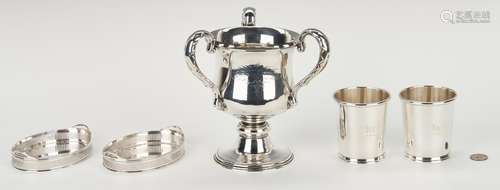 Loving Sterling Cup, Juleps, and miniature trays, 5 items